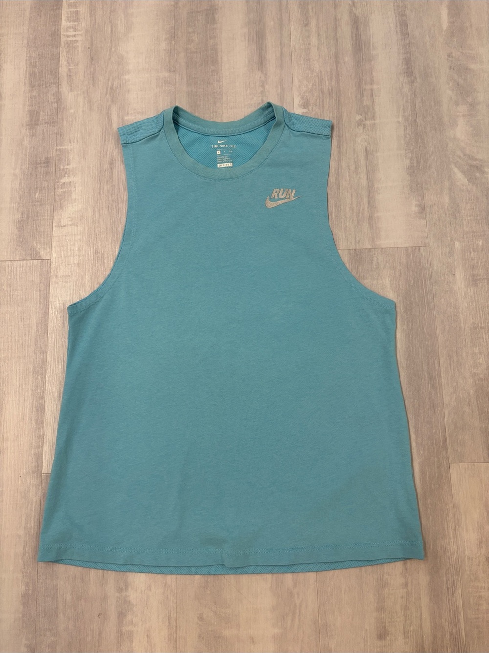 Nike Teal Sleeveless RUN Logo Tank Top Small